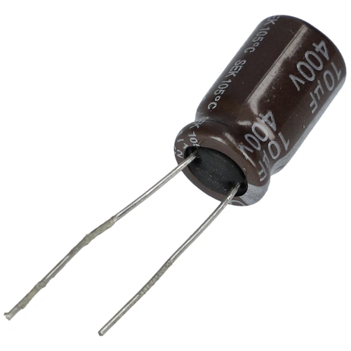 10 uF 400V Kondenzátor, furatszerelt (univerzális)  mini híradástechnika / RENDELÉSRE