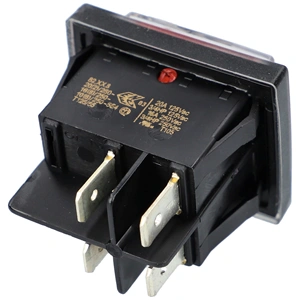 16A/250V AC, 37x30 mm Billenőkapcsoló, piros, számos, porvédővel, széles takarítógép