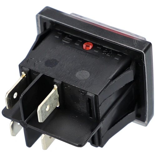16A/250V AC, 37x30 mm Billenőkapcsoló, piros, számos, porvédővel, széles takarítógép