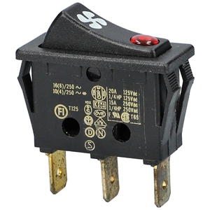 16A/250V AC Billenőkapcsoló, fekete, piros fénnyel DELONGHI HA20F hősugárzó /RENDELÉSRE