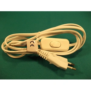 2x0,75 2m Hálózati kábel kéteres, fehér (kapcsolóval)