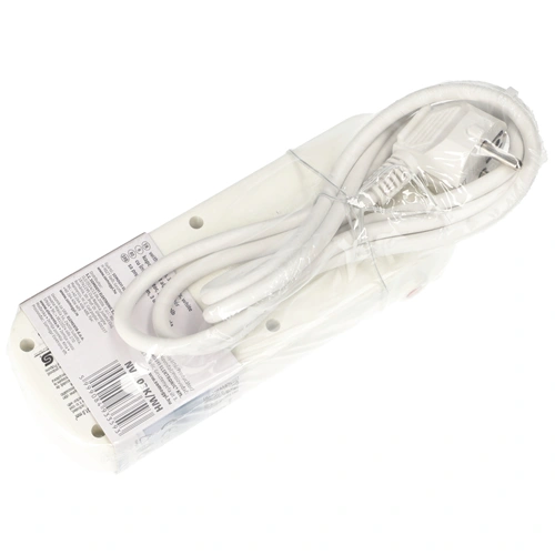3-as hálózati földelt elosztó, 4 kapcsolóval, 1,5 m, gyerekvédelem, 3x1mm², IP20, 16A, 3500W, fehér, HOME NVK 03K/WH