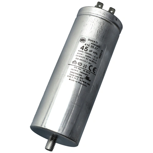 45 uF 450V Kondenzátor, sarus, fémházas (univerzális)  klíma