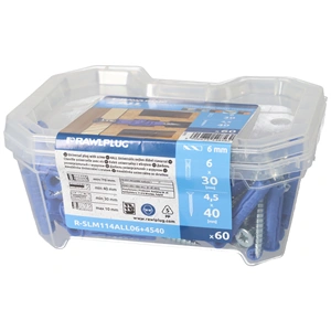 4ALL nagyteljesítményű dübel 6x30mm+sima süllyesztett csavar 4,5x40mm (60db/csomag)