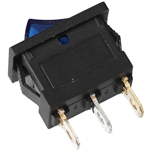 6A/250V AC, 21x15 / 19x13 mm Billenőkapcsoló, kék, számos, kicsi, szögletes,