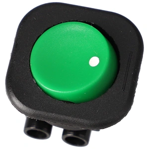 6A/250V AC, 23x21 mm Billenőkapcsoló, zöld, csavaros, kicsi, kerek (univerzális)