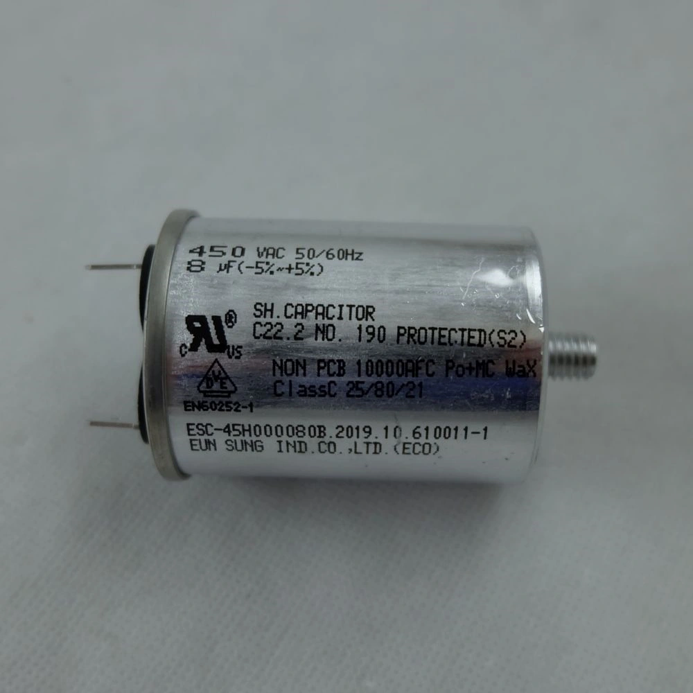 8 uF 450V Kondenzátor, sarus, motor indító, fémházas (eredeti) SAMSUNG szárítógép / RENDELÉSRE