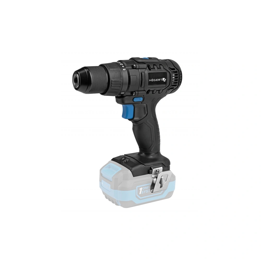 Akkumulátoros fúró-csavarozó géptest (töltő és akku nélkül), 18 V, 50 Nm,  HÖGERT HT2E220-0DD 