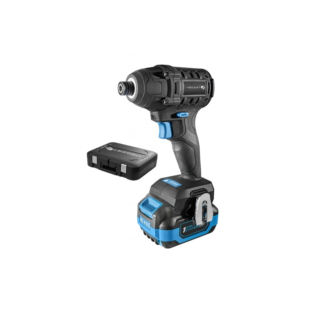Akkumulátoros ütvecsavarbehajtó szett, szénkefementes motor, 4 Ah akku, 18 V, 200 Nm, HÖGERT HT2E255 