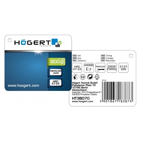 Balta üvegszálas nyéllel, 600g, HÖGERT HT3B070  / RENDELÉSRE