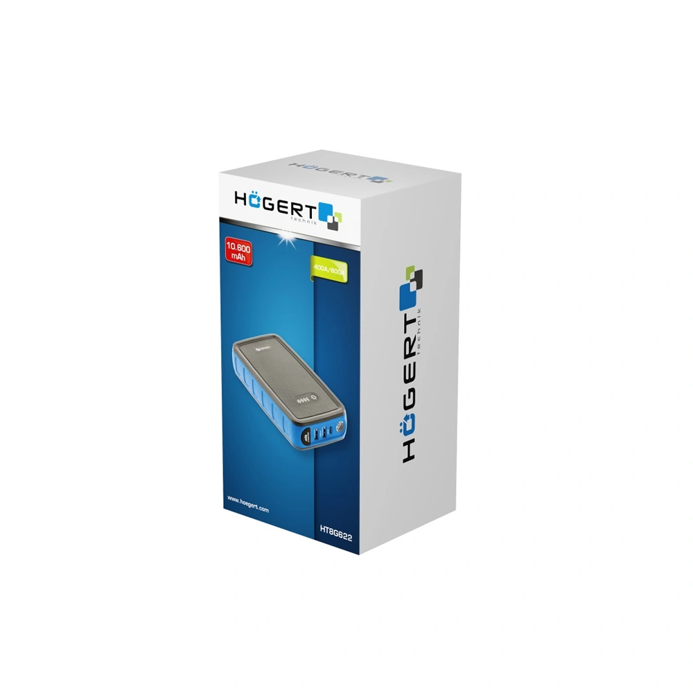 Bikázó Jump Starter, PowerBank, LED lámpa, 10600 mAh, 2 USB, 400A, HÖGERT HT8G622  
