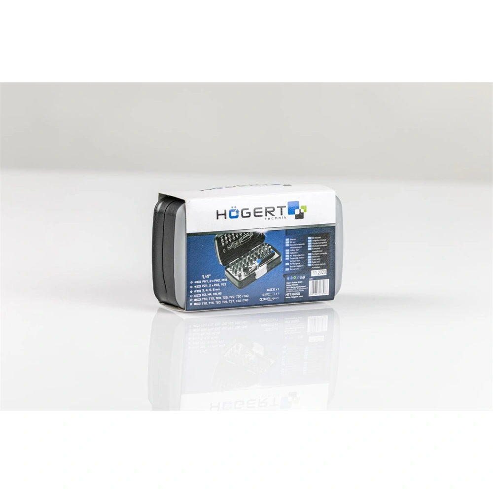 Bitkészlet racsnis hajtószár 1/4", 33 részes, 72 fogas racsni, Élettartam garancia, HÖGERT HT1R460