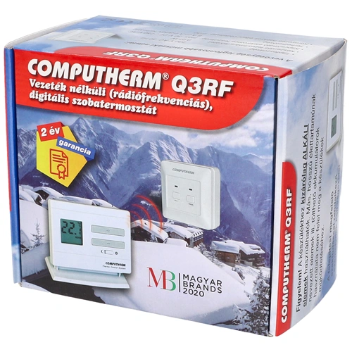 Digitális, rádiófrekvenciás szobatermosztát (COMPUTHERM Q3RF)