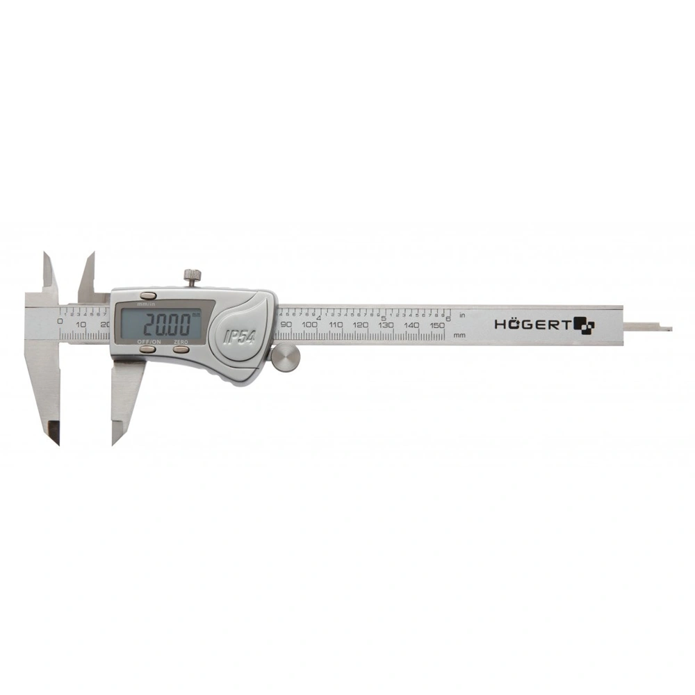 Digitális tolómérő, fém, IP54, LCD kiejlző, 150 mm, HÖGERT HT4M274