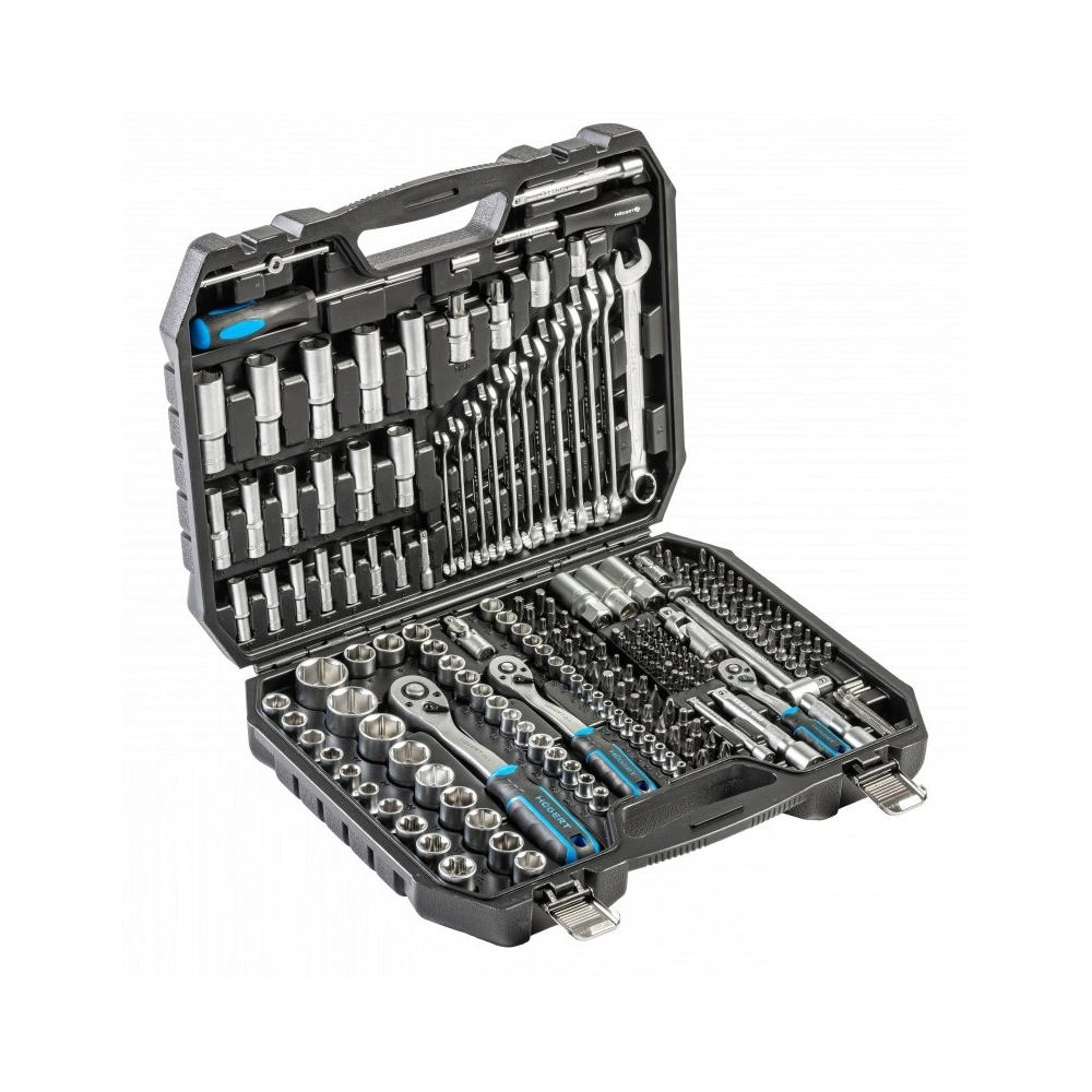 Dugókulcs, bit- és csillag-villáskulcs készlet, 1/4", 3/8", 1/2", 222 részes, HÖGERT HT1R244