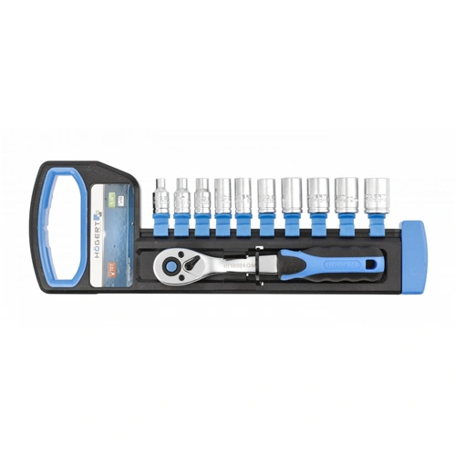 Dugókulcs készlet racsnis 1/4", 4-13 mm 11 részes, 25 év garancia,  HÖGERT HT1R334