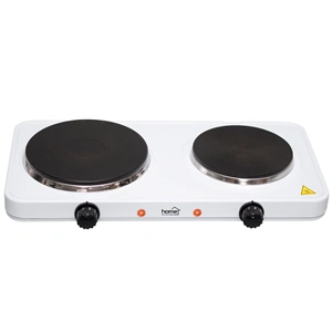 Elektromos főzőlap, dupla, teljesítmény 1000 W + 1500 W, ∅15 cm + ∅18 cm főzőfelület, HOME HG R 02WH / RENDELÉSRE