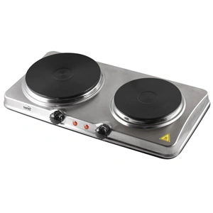 Elektromos főzőlap, hordozható, 1000+1500W,  ∅15 cm + ∅18 cm főzőfelület, rozsdamentes HOME HG R 04SS / RENDELÉSRE
