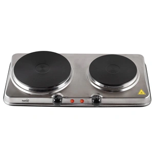 Elektromos főzőlap, hordozható, 1000+1500W,  ∅15 cm + ∅18 cm főzőfelület, rozsdamentes HOME HG R 04SS / RENDELÉSRE