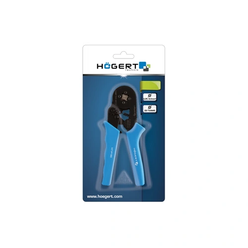Érvéghüvely krimpelő fogó, racsnis, szigetelt saruhoz, 0,25-6  mm², HÖGERT HT1P190