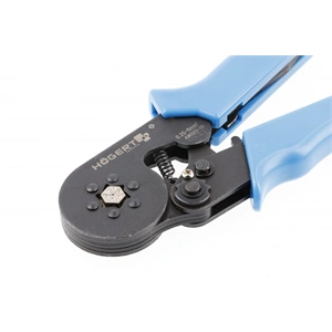 Érvéghüvely krimpelő fogó, racsnis, szigetelt saruhoz, hatpofás, 0,25-6  mm², HÖGERT HT1P205