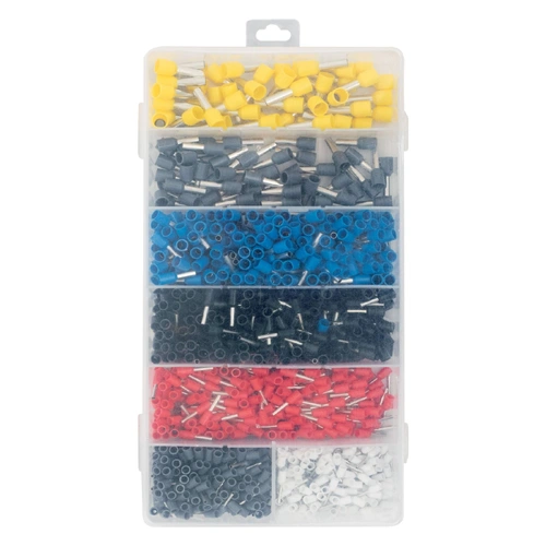 Érvéghüvely szett, szigetelt érvéghüvely készlet, 1200 db, tároló doboz, HOME EVHSET 