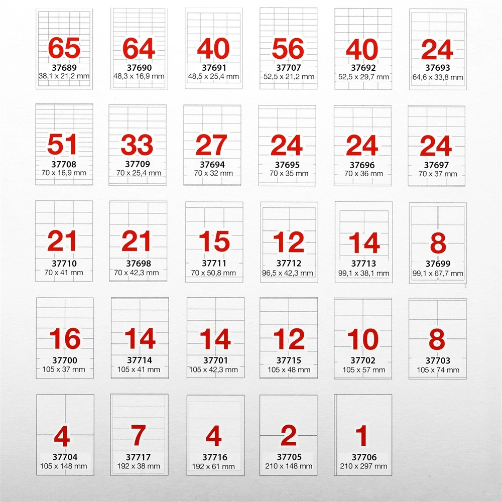 Etikett címke, 70x25,4mm, 100 lap, 33 címke/lap A-Series