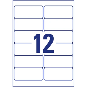 Etikett címke, 99,1 x42,3mm, időjárásálló poliészter, 12 címke/ív, 20 ív/doboz, Avery fehér