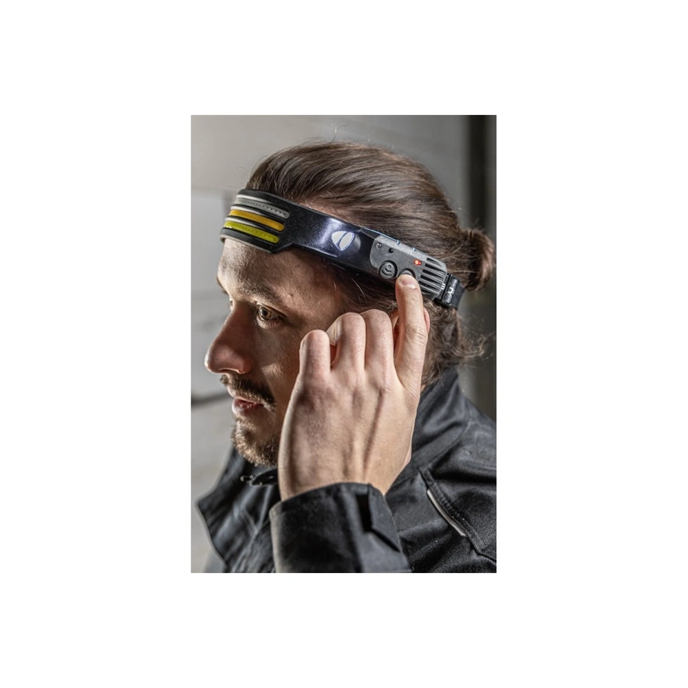 Fejlámpa, fejpánt világítás, akkumulátoros, mozgásérzékelő, COB LED, 10 funkcióval, USB, HÖGERT HT1E427