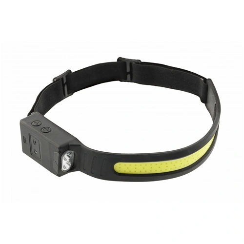 Fejlámpa, fejpánt világítás, akkumulátoros, mozgásérzékelő, COB LED, 5 funkcióval, USB, HÖGERT HT1E426  