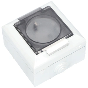 Földelt aljzat, falon kívüli, átlátszó csapfedeles, IP54