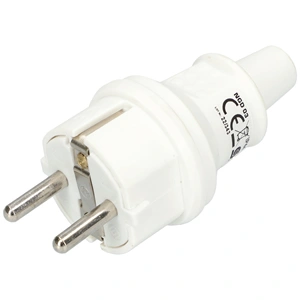 Földelt lengő dugvilla egyenes kábelvezetéssel, gumi, IP44, 16A, fehér