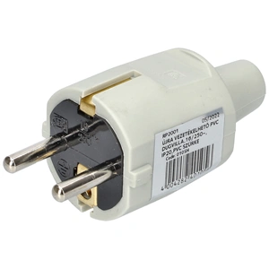 Földelt lengő dugvilla (fehér, egyenes kivezetés) PVC