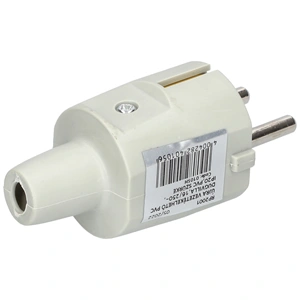 Földelt lengő dugvilla (fehér, egyenes kivezetés) PVC