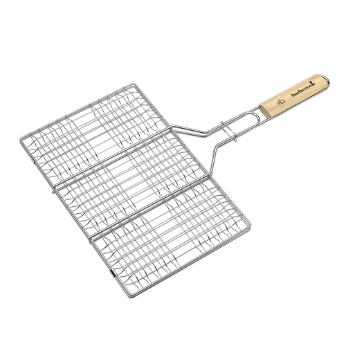Hamburgersütő grillrács, krómozott, fa nyél, 100% FSC, 6db-os, BARBECOOK BC-ACC-7104