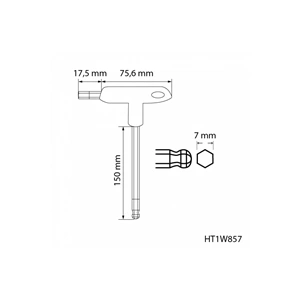 Imbuszkulcs gömbfejű, 7 mm, nyeles, hosszított, HÖGERT HT1W857 / RENDELÉSRE