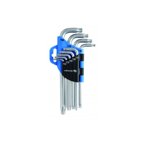 Imbuszkulcs készlet, 9 részes, TORX T10-T50, CrV, hosszú, HÖGERT HT1W814