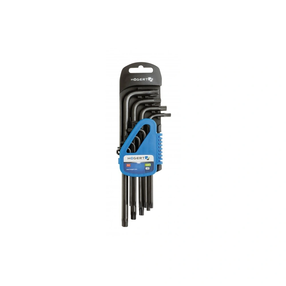 Imbuszkulcs készlet, 9 részes, TORX T10-T50, fekete, hosszú , HÖGERT HT1W816