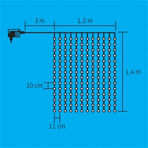 LED-es fényfüggöny, 100 db LED, 220x0,55 cm , hidegfehér, 8 program, IP44, / RENDELÉSRE
