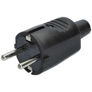 Lengő dugvilla, földelt, fekete, egyenes kivezetés, gumírozott (univerzális) : NGD01