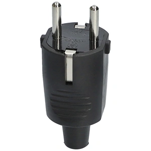 Lengő dugvilla, földelt, fekete, egyenes kivezetés, gumírozott (univerzális) : NGD01