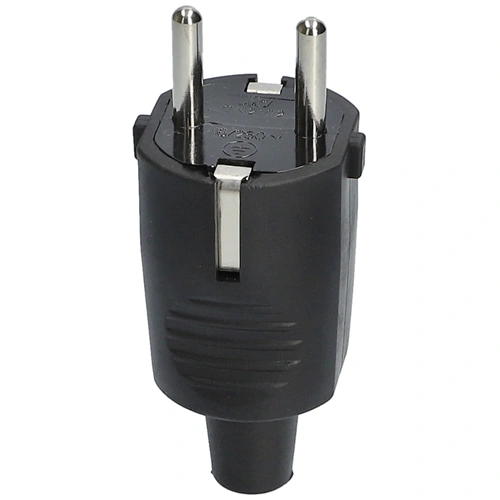 Lengő dugvilla, földelt, fekete, egyenes kivezetés, gumírozott (univerzális) : NGD01