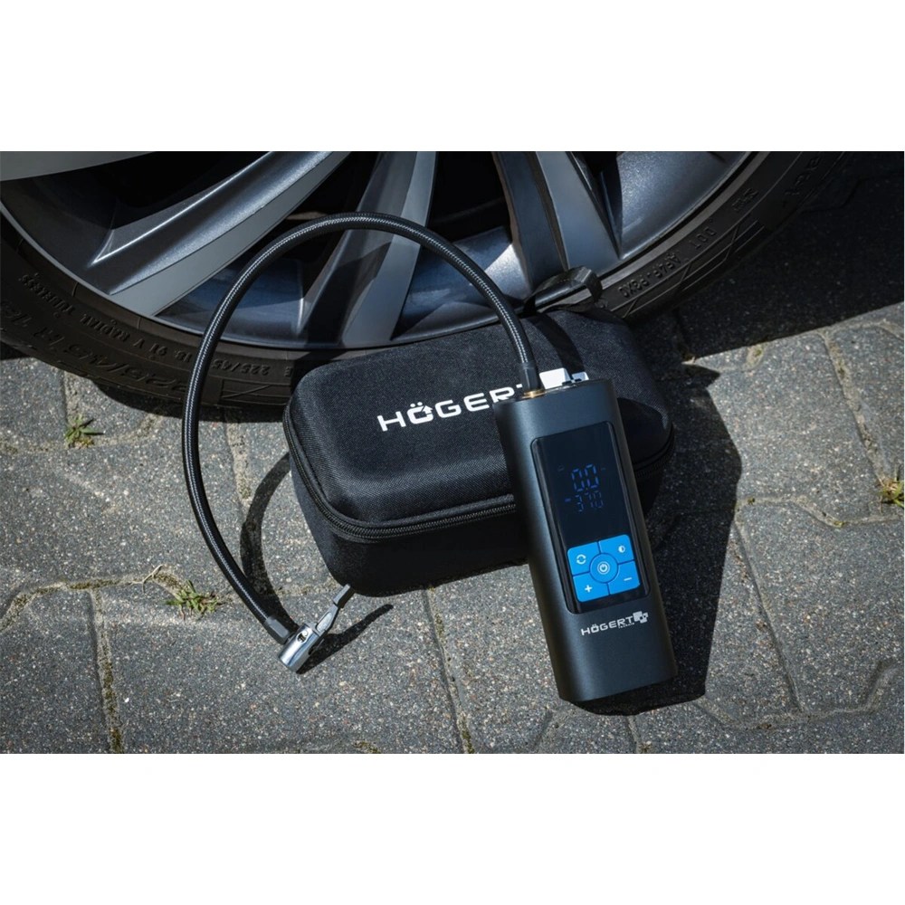 Mini kompresszor, Power bank és LED fény funckióval. 10 bar, 80w, 6000mAh, HT8G626