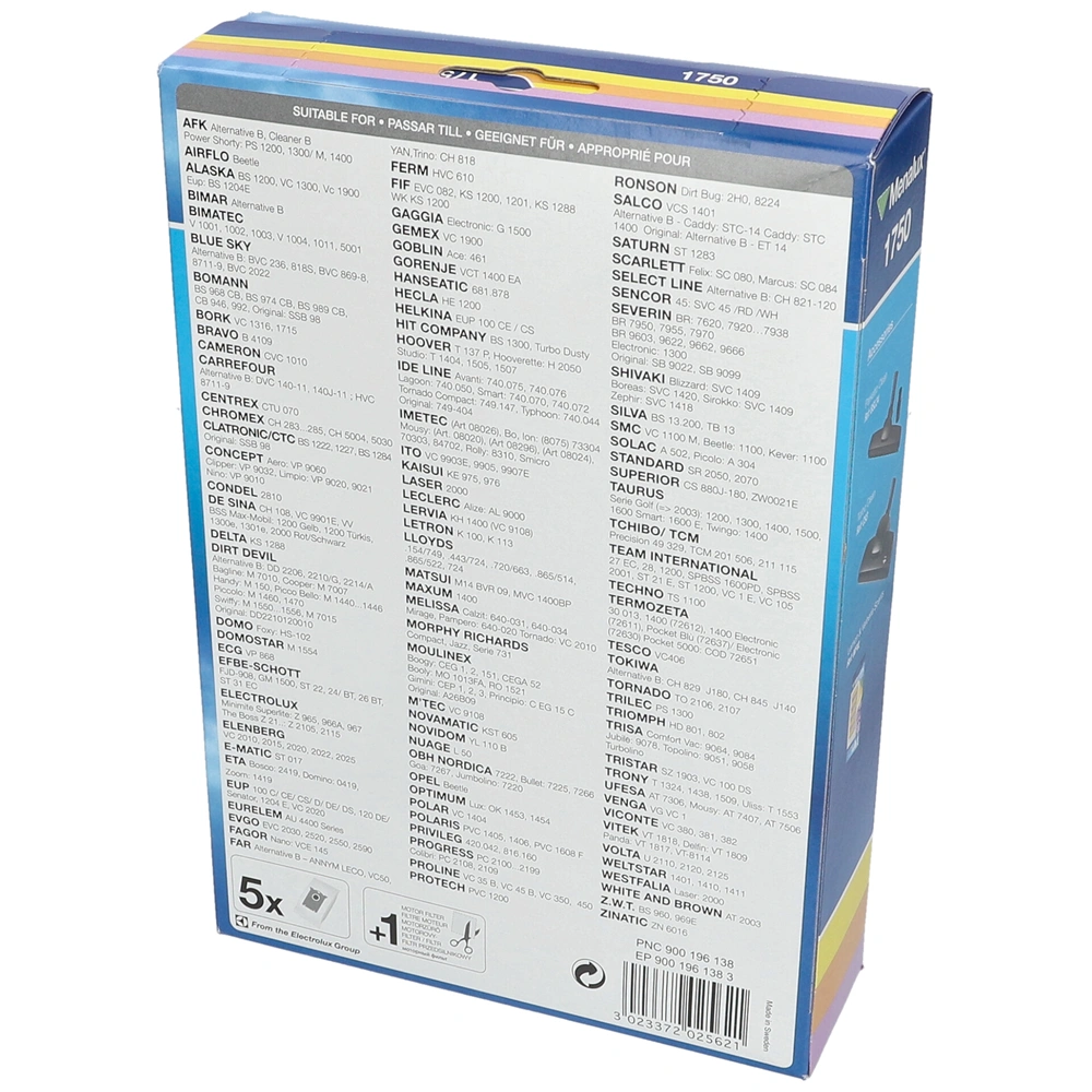 Porzsák, mikroszálas 5db+szűrő MENALUX 1750 T210 (univerzális)  TESCO VC207/208, ORION, PROGRESS, MOULINEX, porszívó