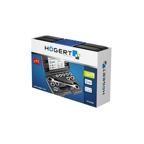 Racsnis csillagkulcs cserélhető fejekkel 8-19 mm, 11 részes, 25 év garancia, HÖGERT HT1R490