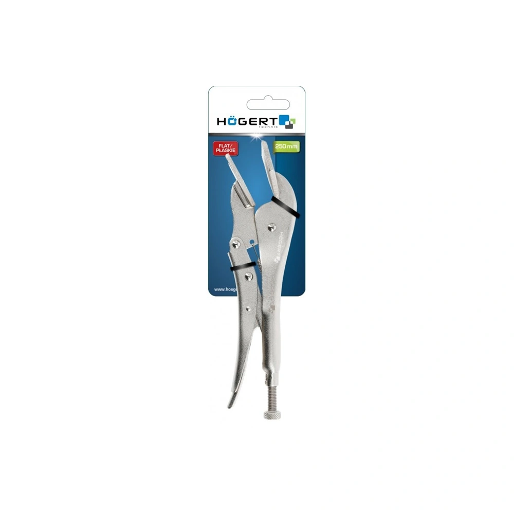 Rögzítő fogó, lapos fejű, 250 mm , HÖGERT HT1P387  / RENDELÉSRE