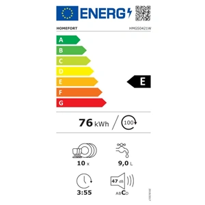 Szabadonálló mosogatógép, 10 terítékes  (eredeti) HOMEFORT HMGS0421W / RENDELÉSRE