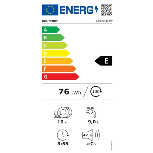 Szabadonálló mosogatógép, 10 terítékes  (eredeti) HOMEFORT HMGS0421W / RENDELÉSRE