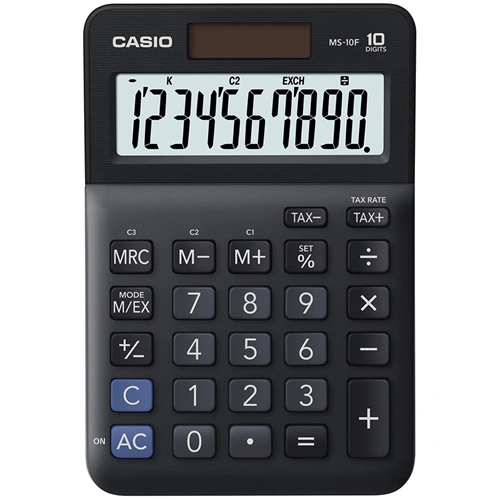 Számológép asztali 10 digit nagy, döntött kijelző Casio MS 10 F fekete