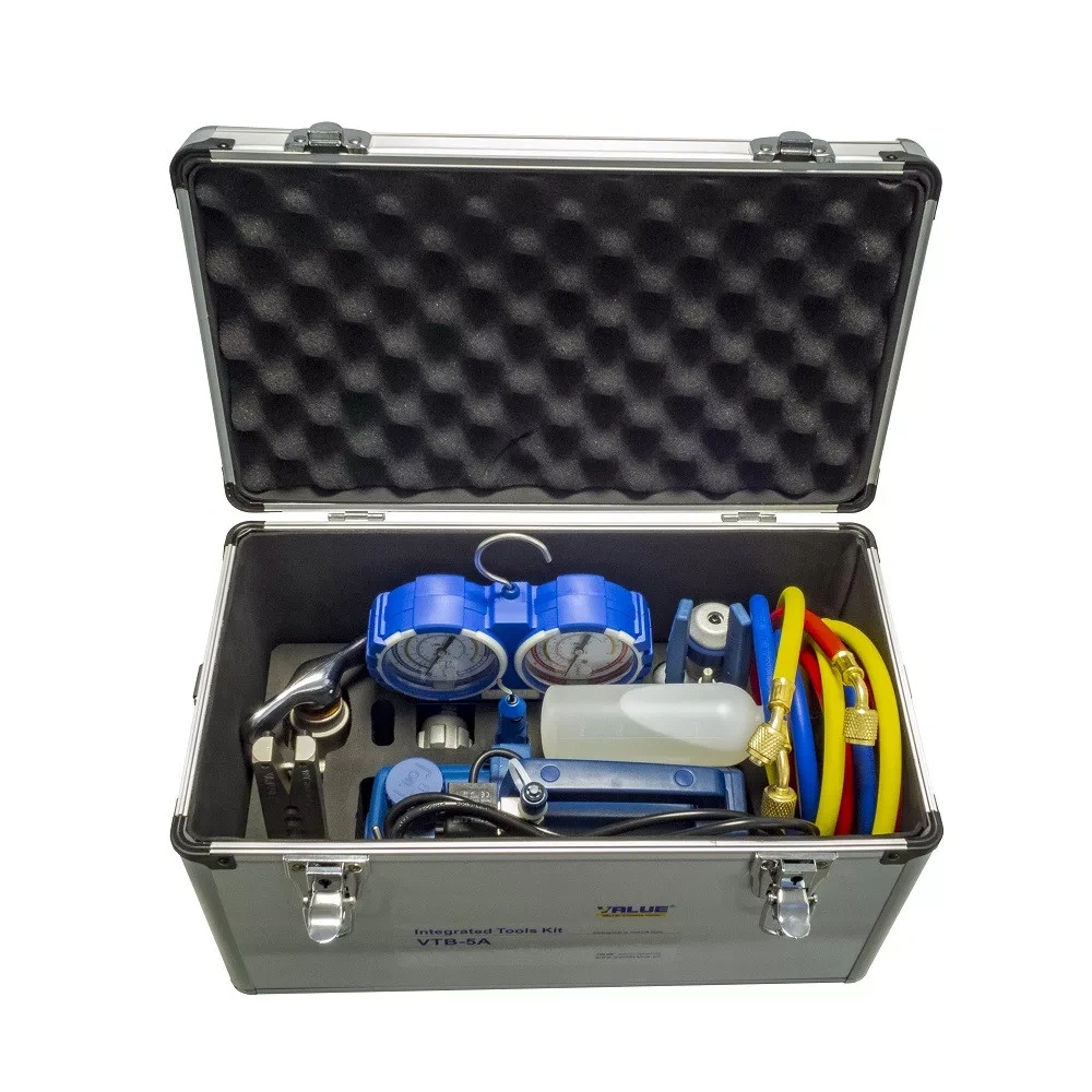 Szerszámkészlet alumínium ládában VTB-5A (R134A, R404A, R407C, R410A hűtőközegekhez) VALUE / RENDELÉSRE